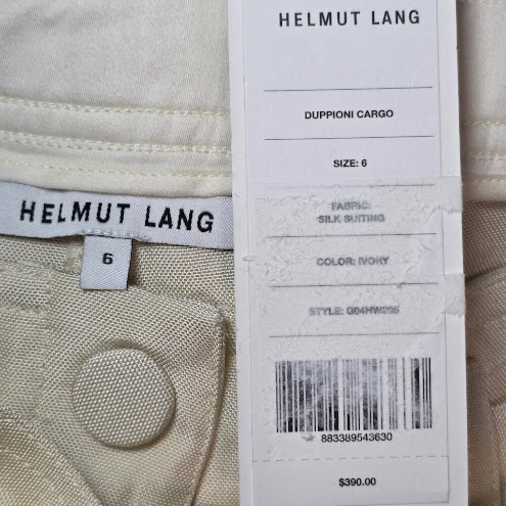 NWT Helmut Lang Duppioni Cargo Silk Bermuda Short in Ivory 6 - Picture 14 of 16